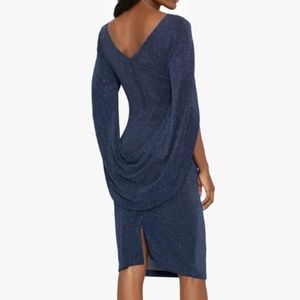 Betsy & Adam. Drape Back Metallic Dress.